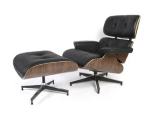 Eames Style Lounge Chair With Ottoman - Black Knoll Legs
