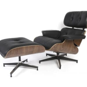 Eames Style Lounge Chair With Ottoman - Black Knoll Legs