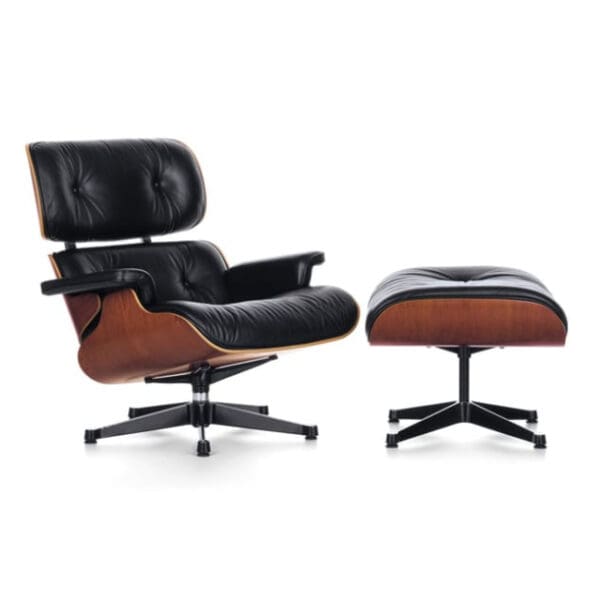Eames Style lounge chair with ottoman - Black Vitra Legs