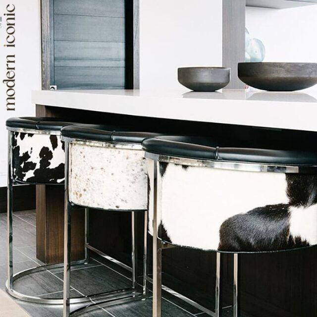 Where rustic meets modern.⁠🖤🤎 
⁠
Our cowhide barstool blends natural texture with contemporary polish, featuring genuine hide, smooth black leather, and a sleek chrome frame. No two are alike, making each piece truly one of a kind.⁠
⁠
Perfect for kitchen islands, bars, or anywhere you want a little statement with your seating.⁠
⁠
🤎  Unique hide patterns 
🪑 Polished steel frame
🧵 Handcrafted to order

www.modern-iconic.co.uk

#ModernIconic #CowhideBarstool #ModernRustic #DesignerSeating #KitchenInspo #StatementStool #InteriorDesignGoals